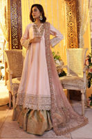 Pakistani Pastel Pink Embroidered Raw Silk Angrakha Dress (3-Piece) - Image 6