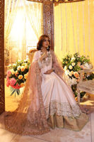 Pakistani Pastel Pink Embroidered Raw Silk Angrakha Dress (3-Piece) - Image 7