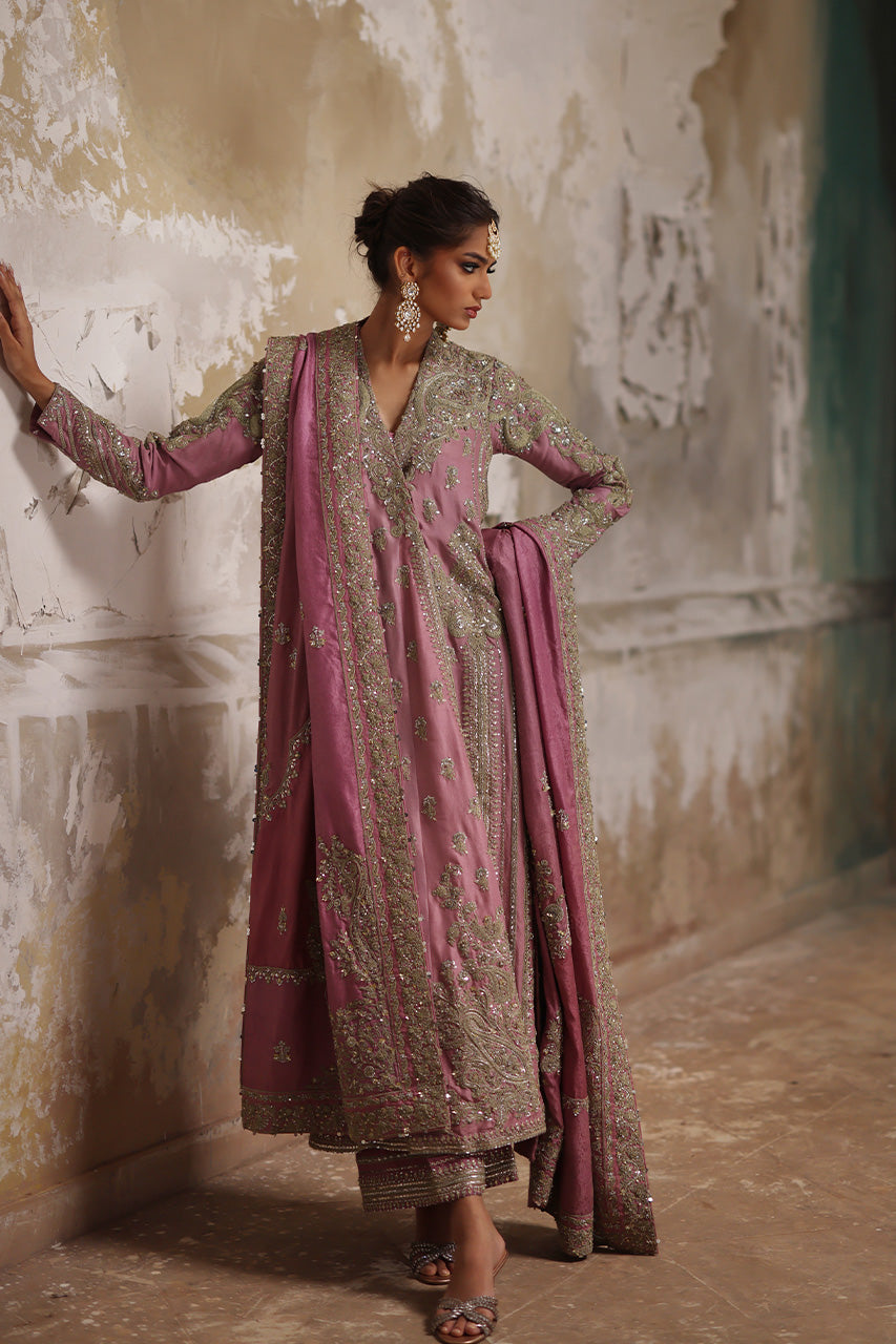 Soft Pink Marori Gota Zardozi Raw Silk Chogha (3-Piece) - Image 7