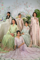 Pakistani Blush Embroidered Raw Silk Angharka Pishwas (3-Piece) - Image 15