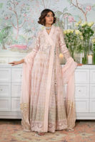 Pakistani Blush Embroidered Raw Silk Angharka Pishwas (3-Piece) - Image 2