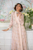 Pakistani Blush Embroidered Raw Silk Angharka Pishwas (3-Piece) - Image 3