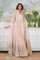 Pakistani Blush Embroidered Raw Silk Angharka Pishwas (3-Piece) - Image 6