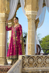 Magenta Zardozi Silk Jamawar Angarkha (3-Piece) - Image 4
