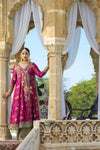 Magenta Zardozi Silk Jamawar Angarkha (3-Piece) - Image 5