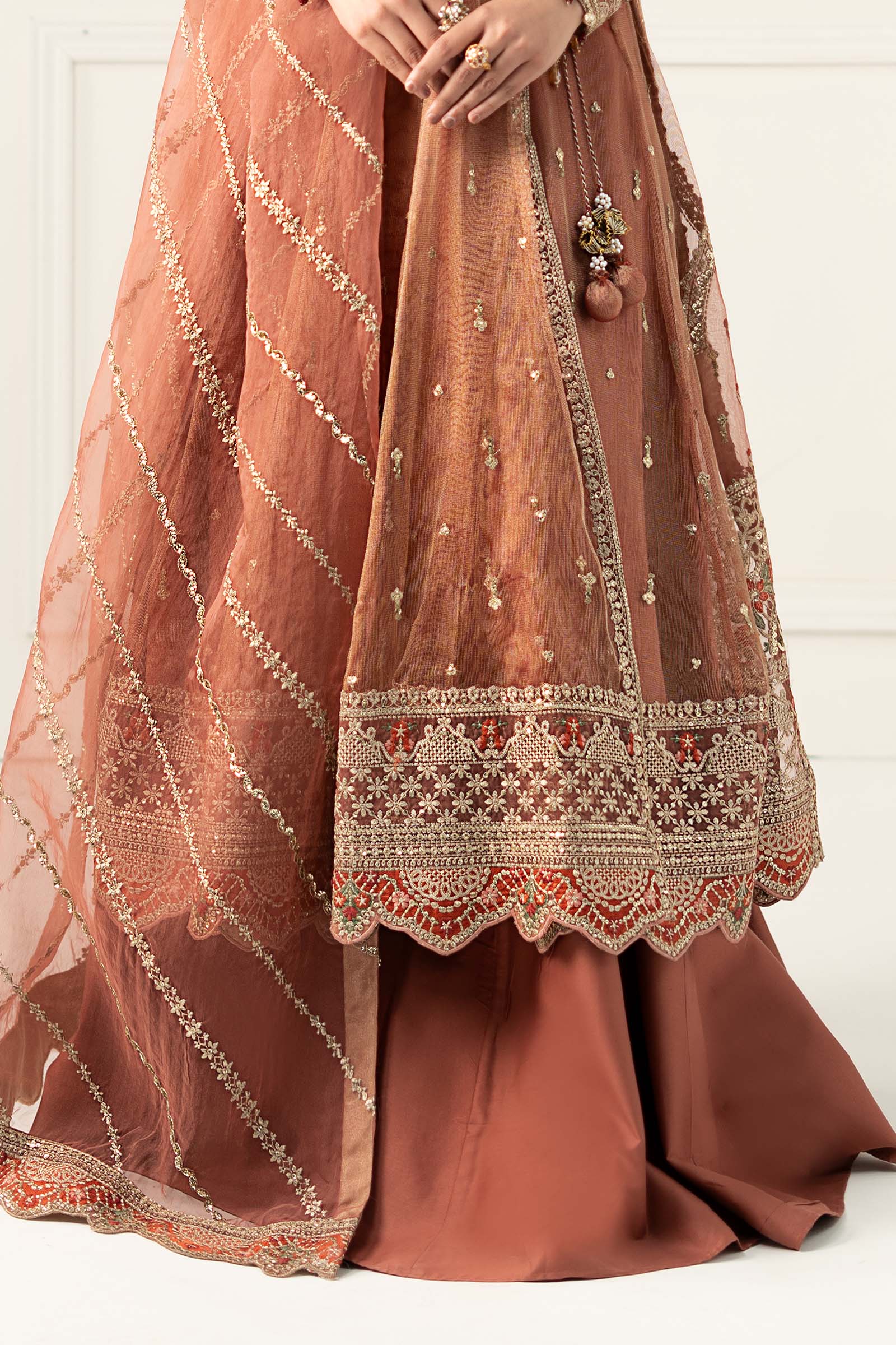 Pink Zari Net Angrakha Dress (3-Piece) - Image 6