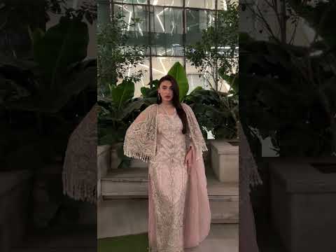 Indian Blush Pink Hand-Embellished Net Cape Dress (3-Piece) - Image 10