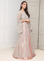 Powder Pink Embellished Net & Tissue Jacket (2-Piece) - Image 2