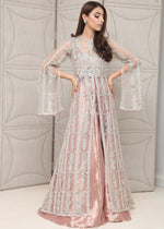 Powder Pink Embellished Net & Tissue Jacket (2-Piece) - Image 3