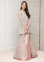 Powder Pink Embellished Net & Tissue Jacket (2-Piece) - Image 4