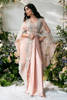 Pakistani Peach Swarovski Embroidered Organza Cape Dress (2-Piece) - Image 4