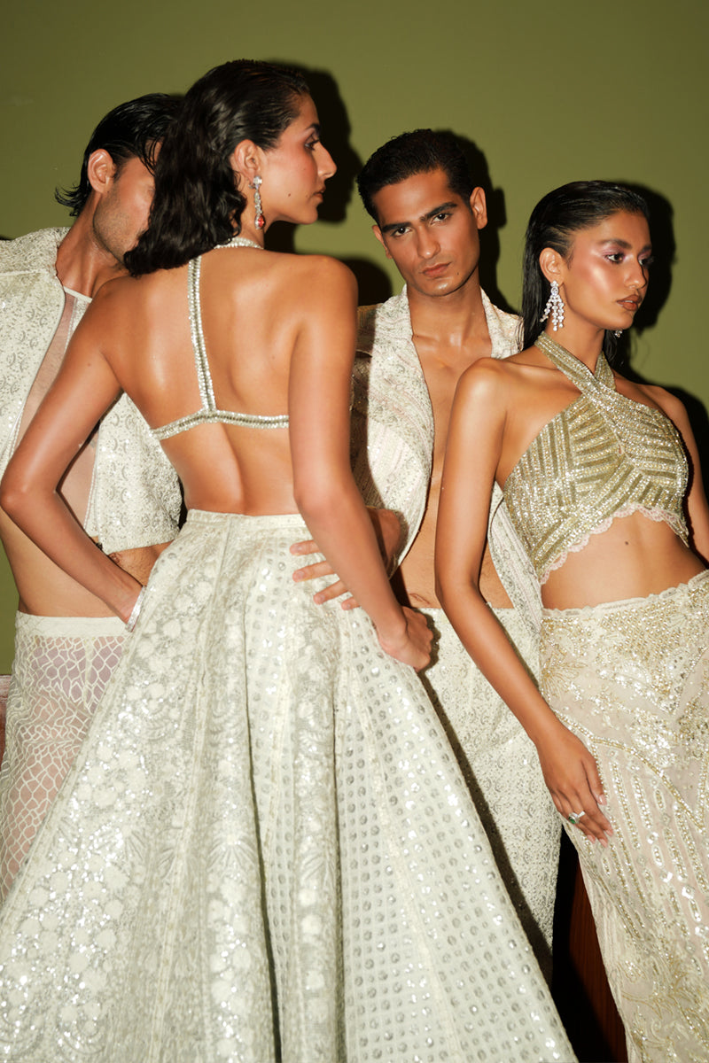 Pakistani Powder Pink Embellished Silk-Blend Cape Dress (3-Piece) - Image 8