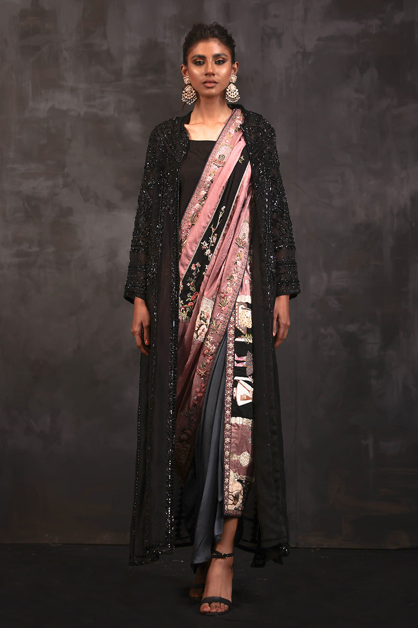 Tea Pink Hand-Woven Jamawar Silk Chaddar (1-Pc) - Image 2