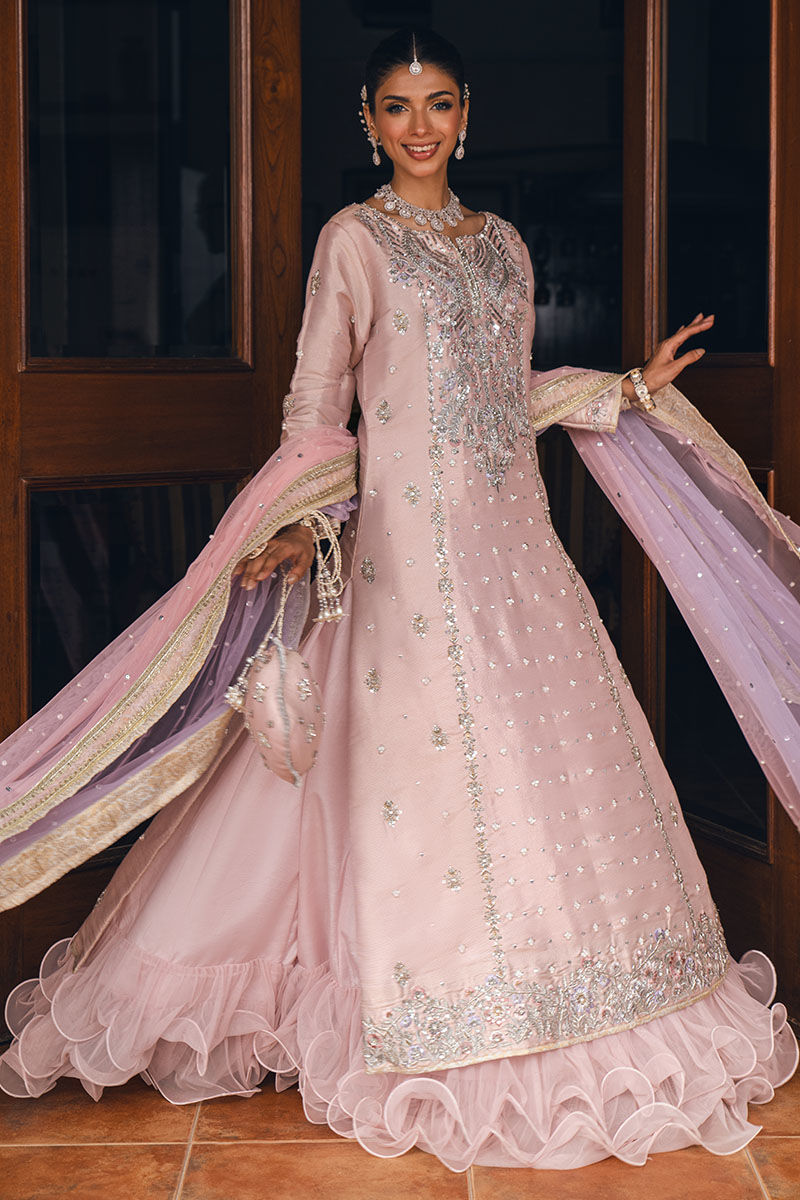 Pink Embroidered Lamé Long Shirt 3-Piece Set - Image 2