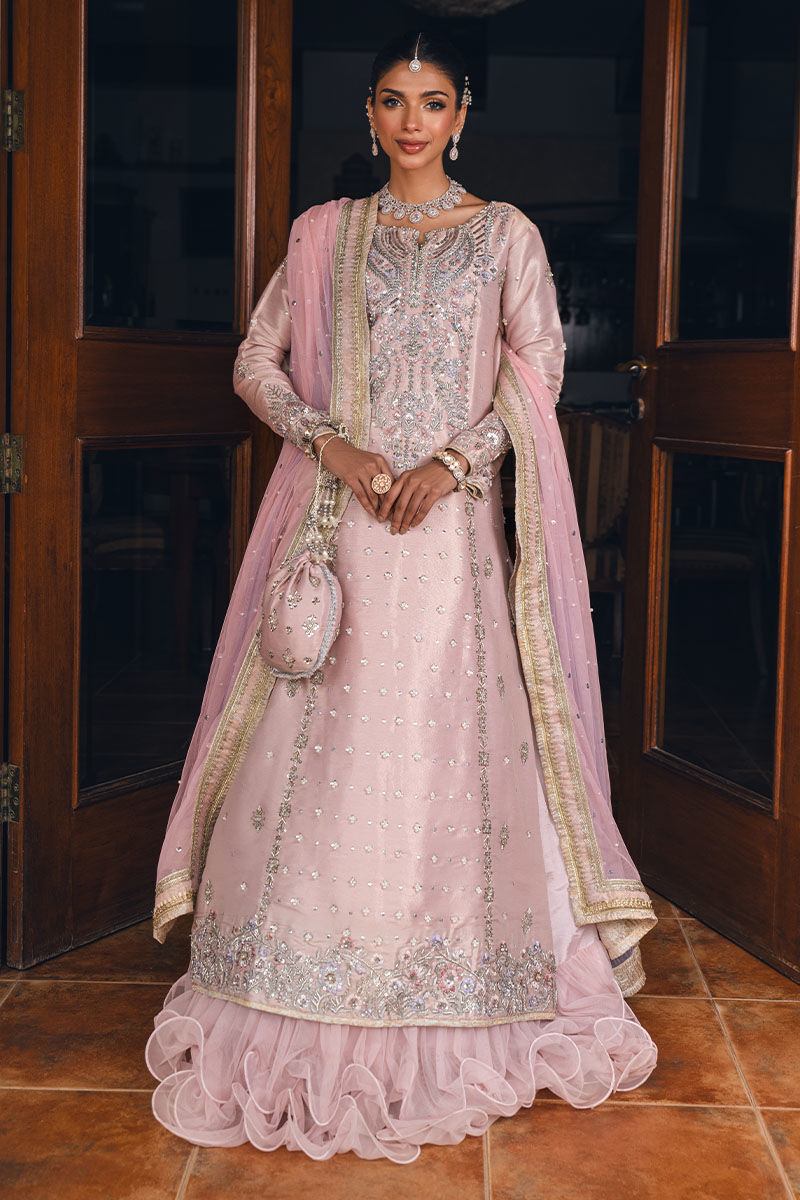 Pink Embroidered Lamé Long Shirt 3-Piece Set - Image 6