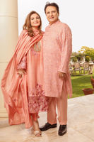 Melon Pink Chikankari Cotton-Silk Kurta (2-Piece) - Image 2