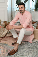 Powder Pink Schiffli Cotton Embroidered Kurta (2-Piece) - Image 3