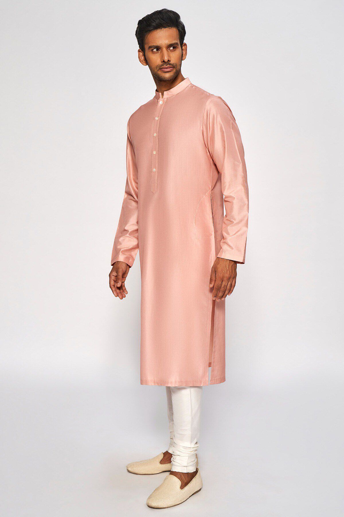 Pink Silk Straight-Cut Kurta (2-Piece) - Image 2