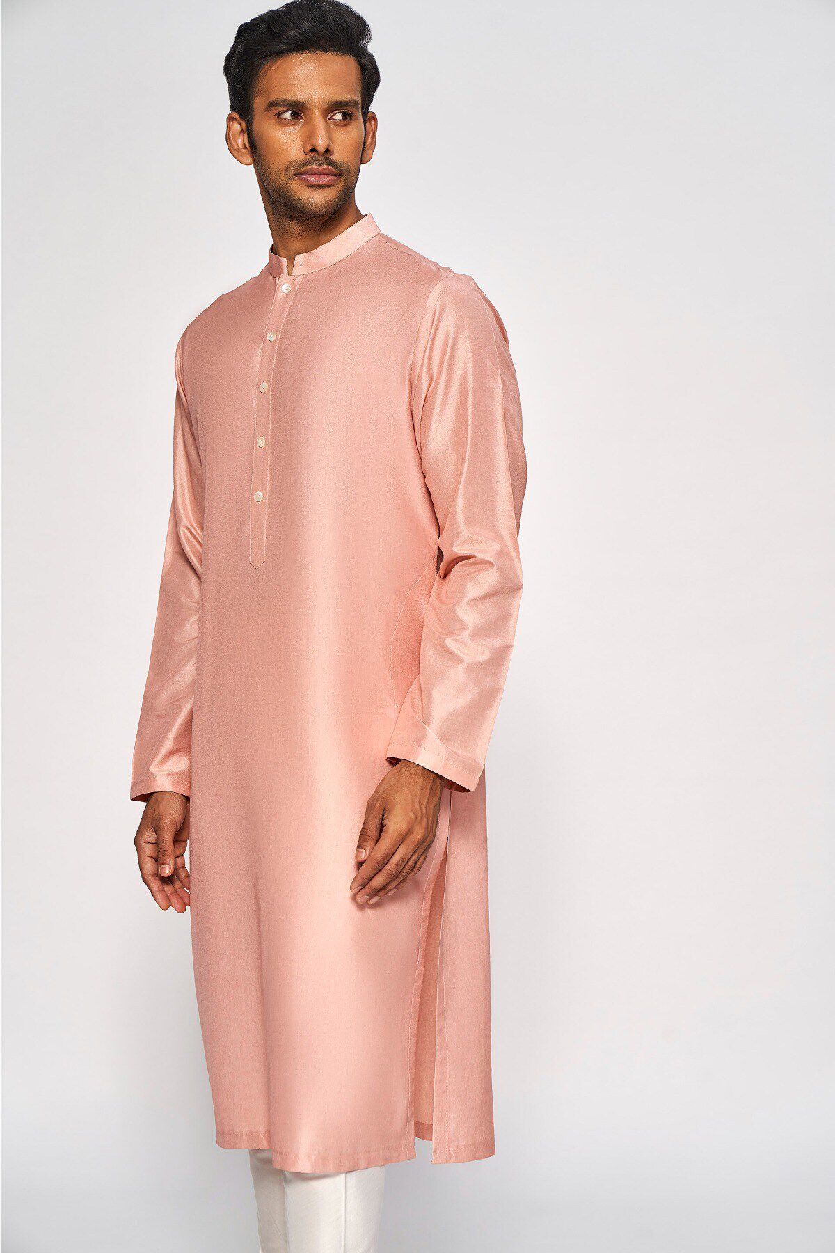 Pink Silk Straight-Cut Kurta (2-Piece) - Image 4