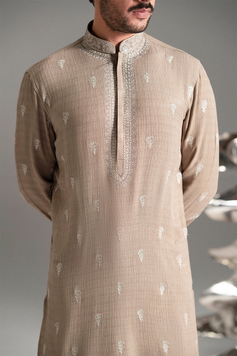 Mauve Pink Tilla Embroidered Kurta Pajama (2-Piece) - Image 2