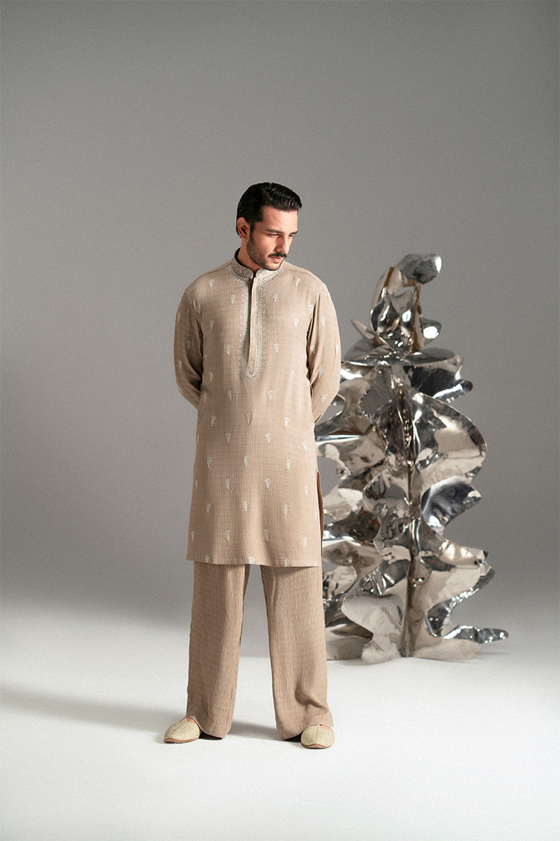 Mauve Pink Tilla Embroidered Kurta Pajama (2-Piece) - Image 7