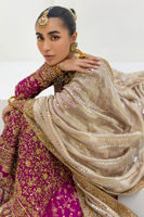 Pakistani Magenta Zardozi Brocade Gharara Set (3-Piece) - Image 3