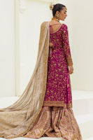 Pakistani Magenta Zardozi Brocade Gharara Set (3-Piece) - Image 4
