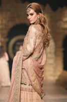 Peach Embroidered Chiffon Gharara Set (3-Piece) - Image 3