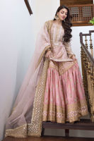 Pakistani Pink Gota-Embellished Chiffon Gharara (3-Piece) - Image 3