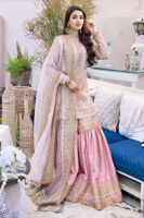 Pakistani Pink Gota-Embellished Chiffon Gharara (3-Piece) - Image 4