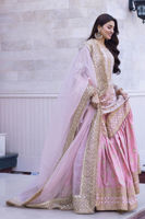 Pakistani Pink Gota-Embellished Chiffon Gharara (3-Piece) - Image 5