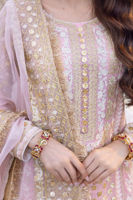 Pakistani Pink Gota-Embellished Chiffon Gharara (3-Piece) - Image 7