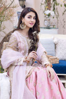Pakistani Pink Gota-Embellished Chiffon Gharara (3-Piece) - Image 9