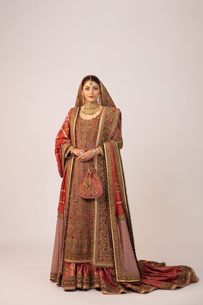 Dull Pink Kundan Zari Jamawar Gharara (3-Piece) - Image 1