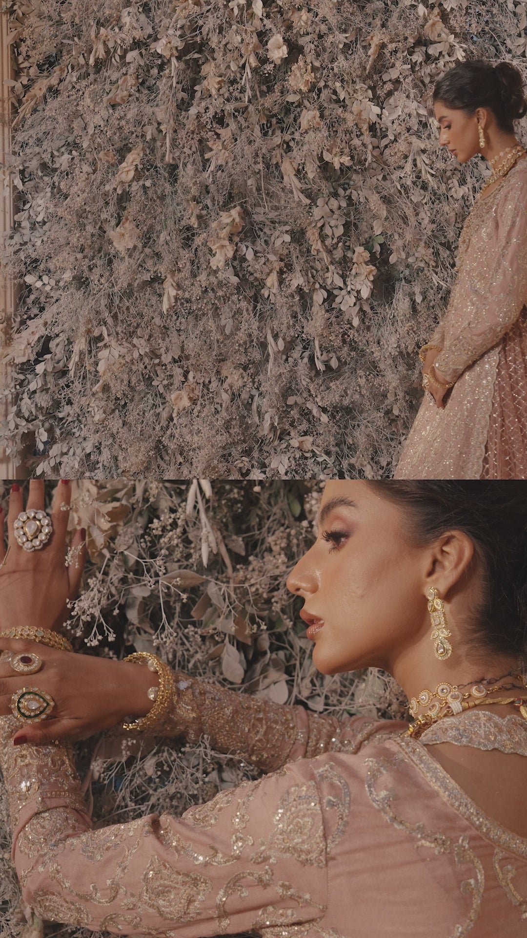 Tea Pink Embroidered Khaadi Net Angrakha Gharara (3-Piece) - Image 11