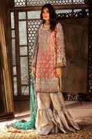 Pakistani Deep Pink Zardozi Lamé Shirt with Damask Gharara (3-Piece) - Image 3