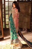 Pakistani Deep Pink Zardozi Lamé Shirt with Damask Gharara (3-Piece) - Image 4