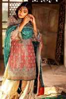 Pakistani Deep Pink Zardozi Lamé Shirt with Damask Gharara (3-Piece) - Image 6