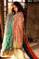 Pakistani Deep Pink Zardozi Lamé Shirt with Damask Gharara (3-Piece) - Image 7