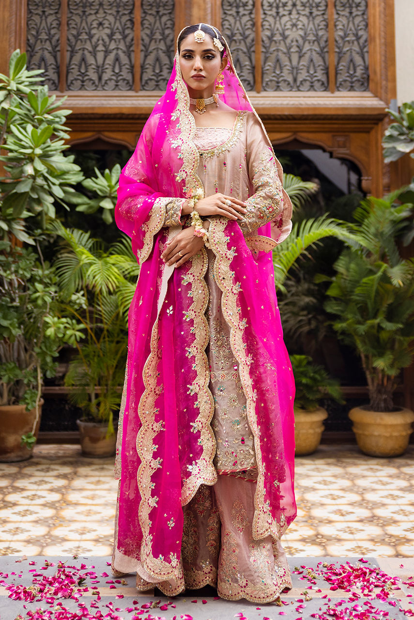 Blush Embroidered Maysuri Kalidar Gharara (3-Piece) - Image 1