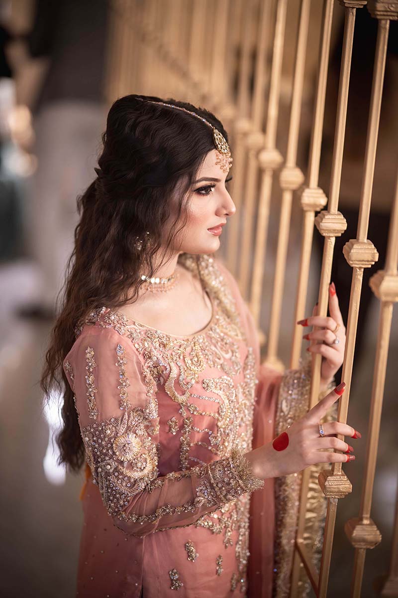 Tea Pink Embellished Organza Gharara (3-Piece) - Image 2