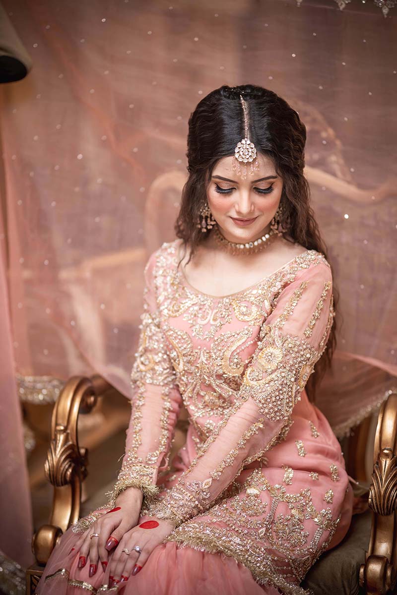 Tea Pink Embellished Organza Gharara (3-Piece) - Image 4