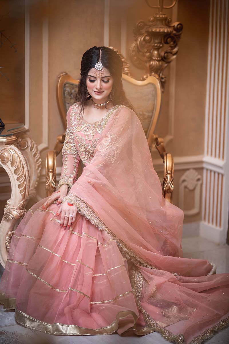 Tea Pink Embellished Organza Gharara (3-Piece) - Image 5