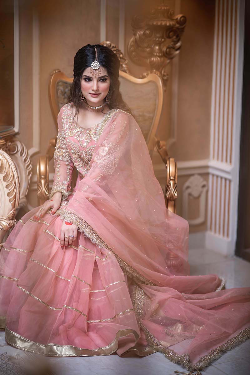 Tea Pink Embellished Organza Gharara (3-Piece) - Image 6