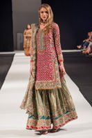 Pakistani Pink Pitta Work Organza Gharara (3-Piece) - Image 3