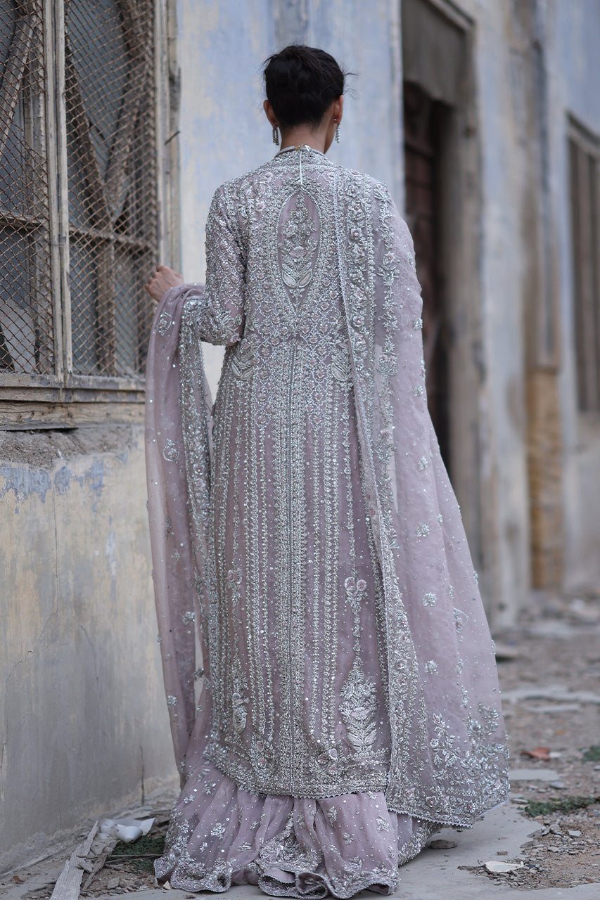 Nude Pink Zardozi Organza Bridal Gharara (3-Piece) - Image 2