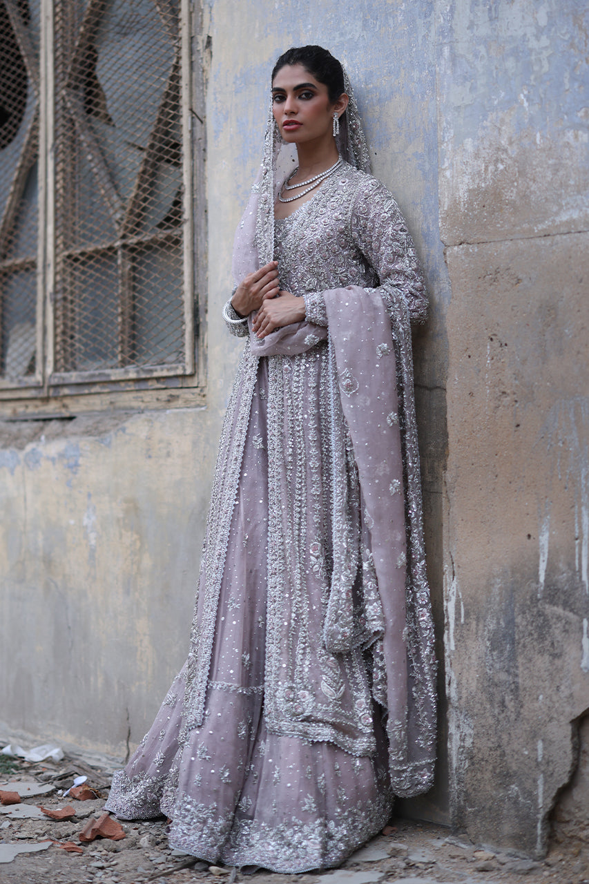 Nude Pink Zardozi Organza Bridal Gharara (3-Piece) - Image 3