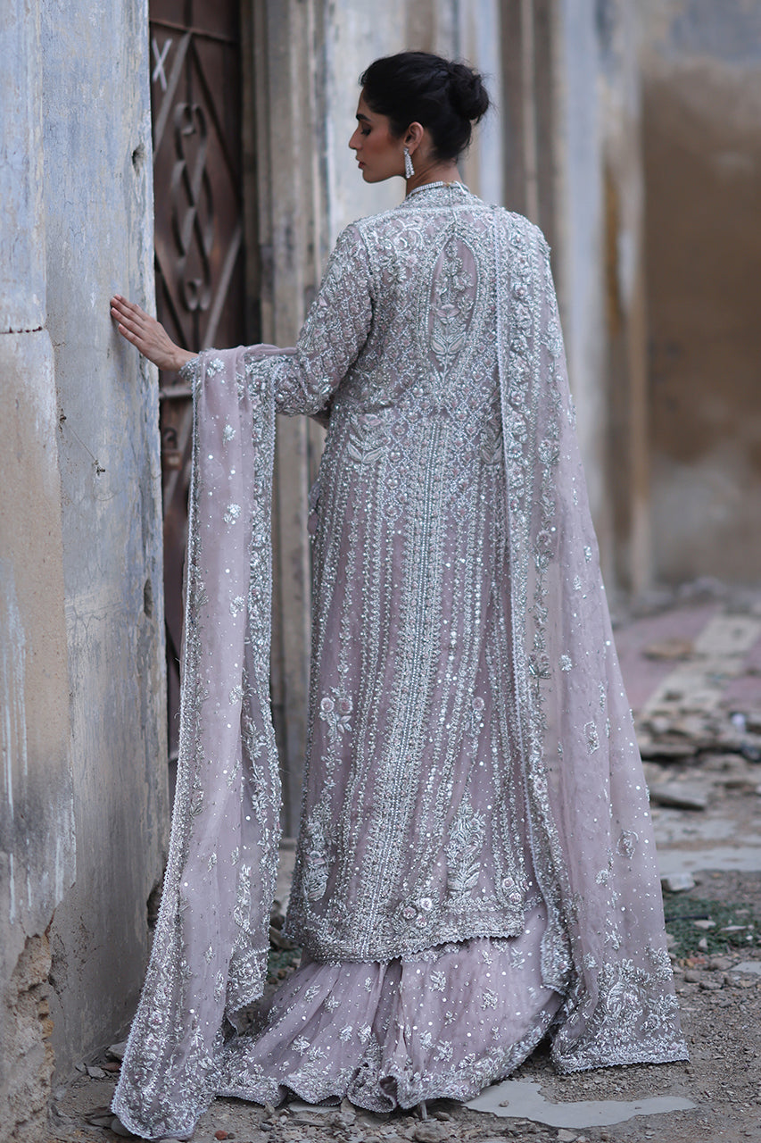 Nude Pink Zardozi Organza Bridal Gharara (3-Piece) - Image 4