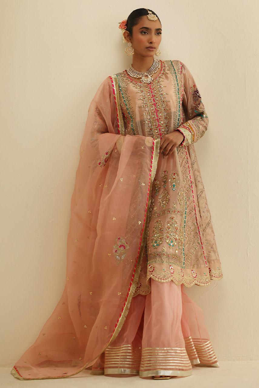 Blush Pink Embroidered Maysuri Gharara Set (3-Piece) - Image 2