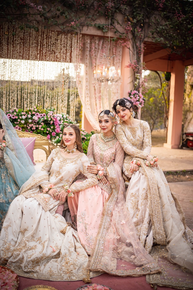 Pakistani Blush Pink Embroidered Net Farshi Gharara (3-Piece) - Image 7